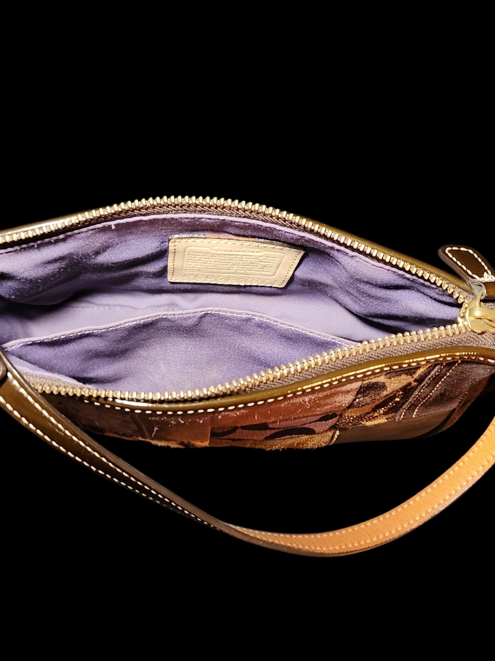 Coach Patchwork Leather & Suede Shoulder Bag - Brown Multi - Picture 3 of 6